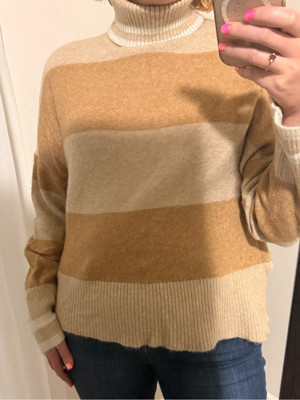 EUC J. Crew Tan and Cream Striped Sweater
